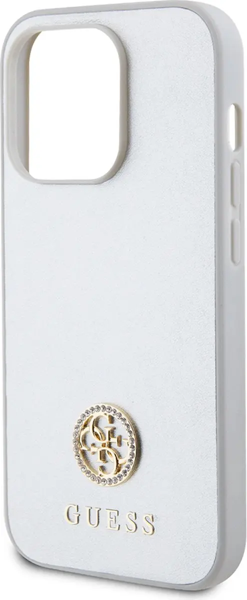 Guess 4G Strass Metal Logo Back Case - iPhone 15 Pro - Zilver