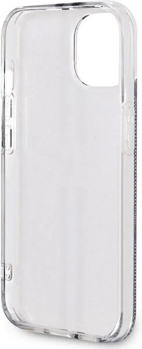 Guess 4G Gold Stripe Back Case Apple iPhone 15 - Zwart