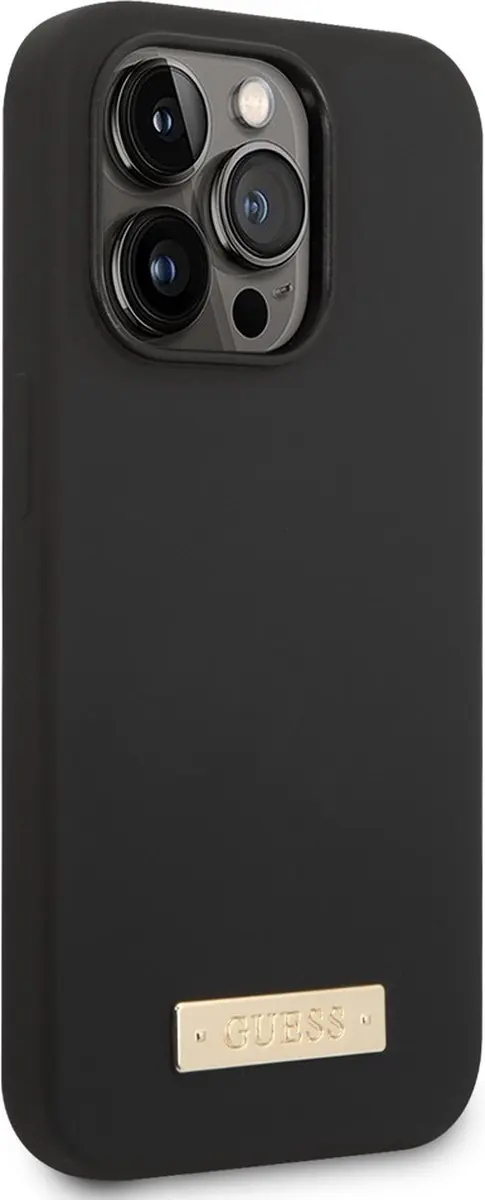 Guess Silicone Back Case iPhone 14 Pro Max - Zwart - MagSafe