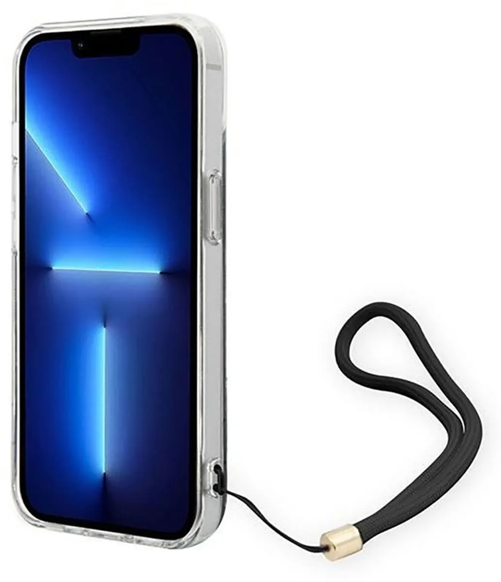 Guess 4G Printed Back Case met Strap - iPhone 14 Plus - Zwart