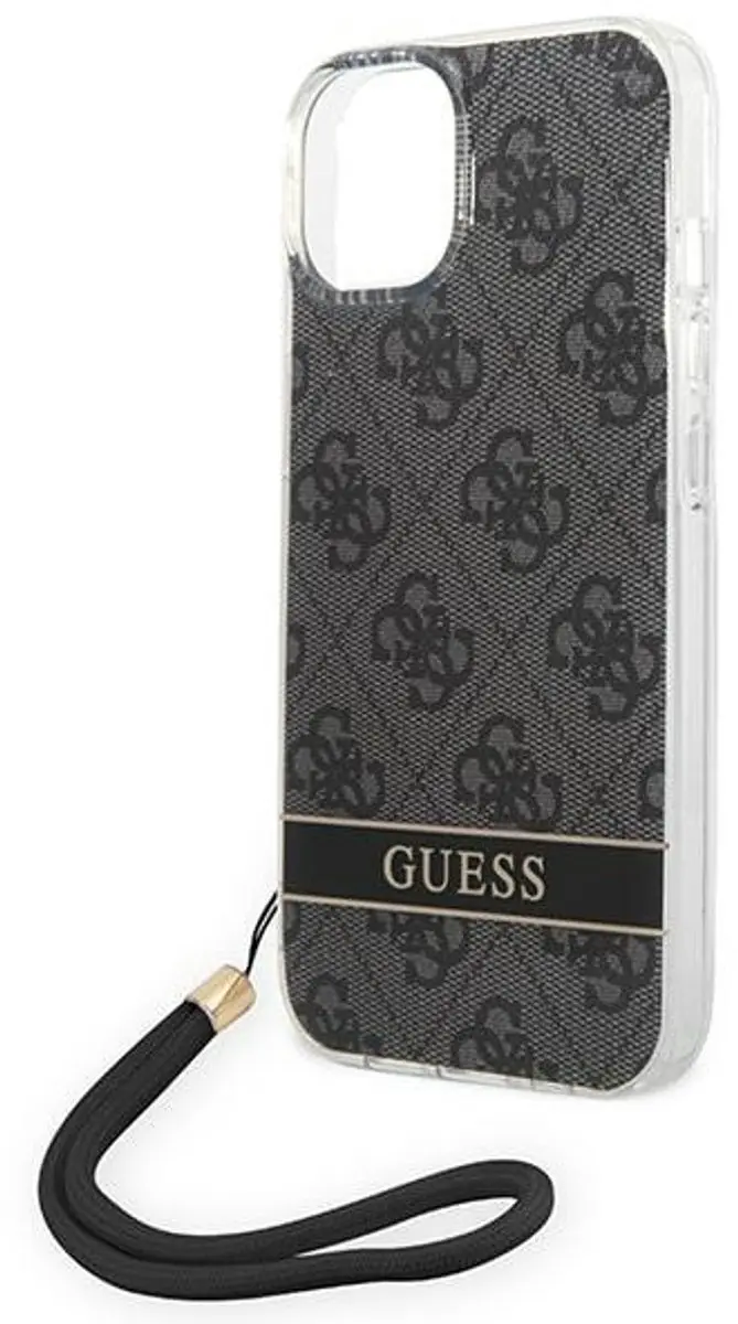 Guess 4G Printed Back Case met Strap - iPhone 14 Plus - Zwart