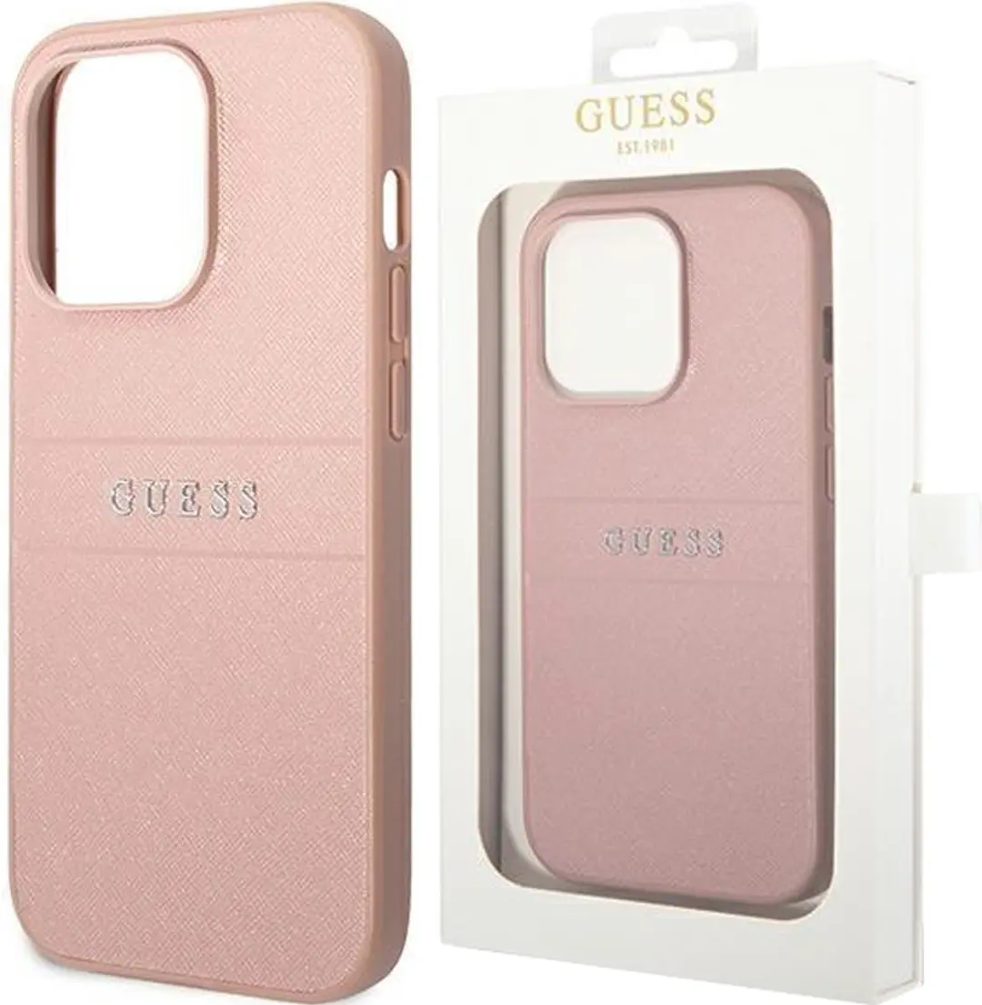 Guess Saffiano Back Case iPhone 14 Pro - Roze - MPN 3666339088682