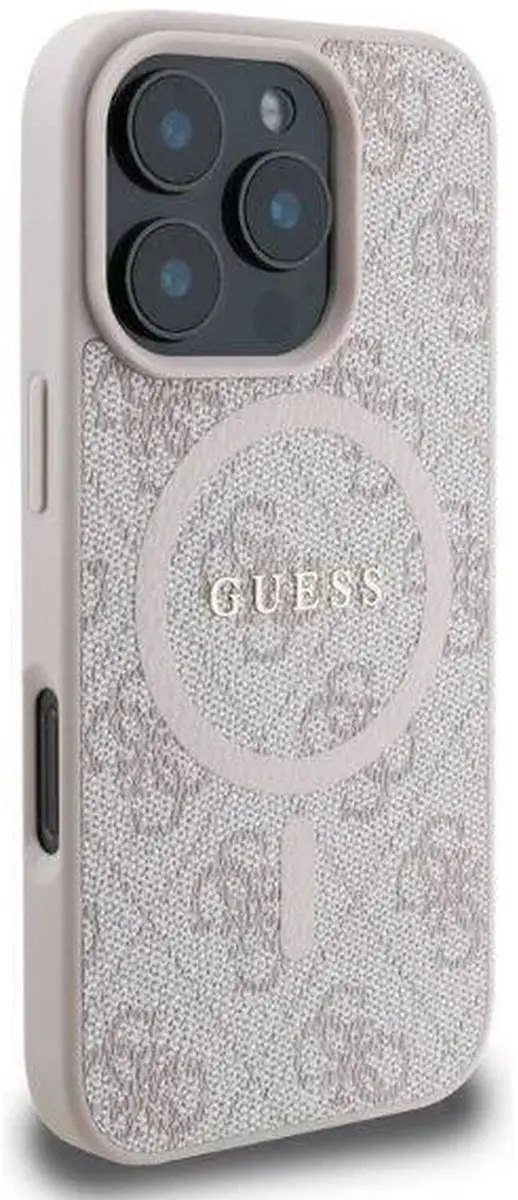GUESS 4G Ring Classic Logo Hoesje iPhone 16 Pro - Roze