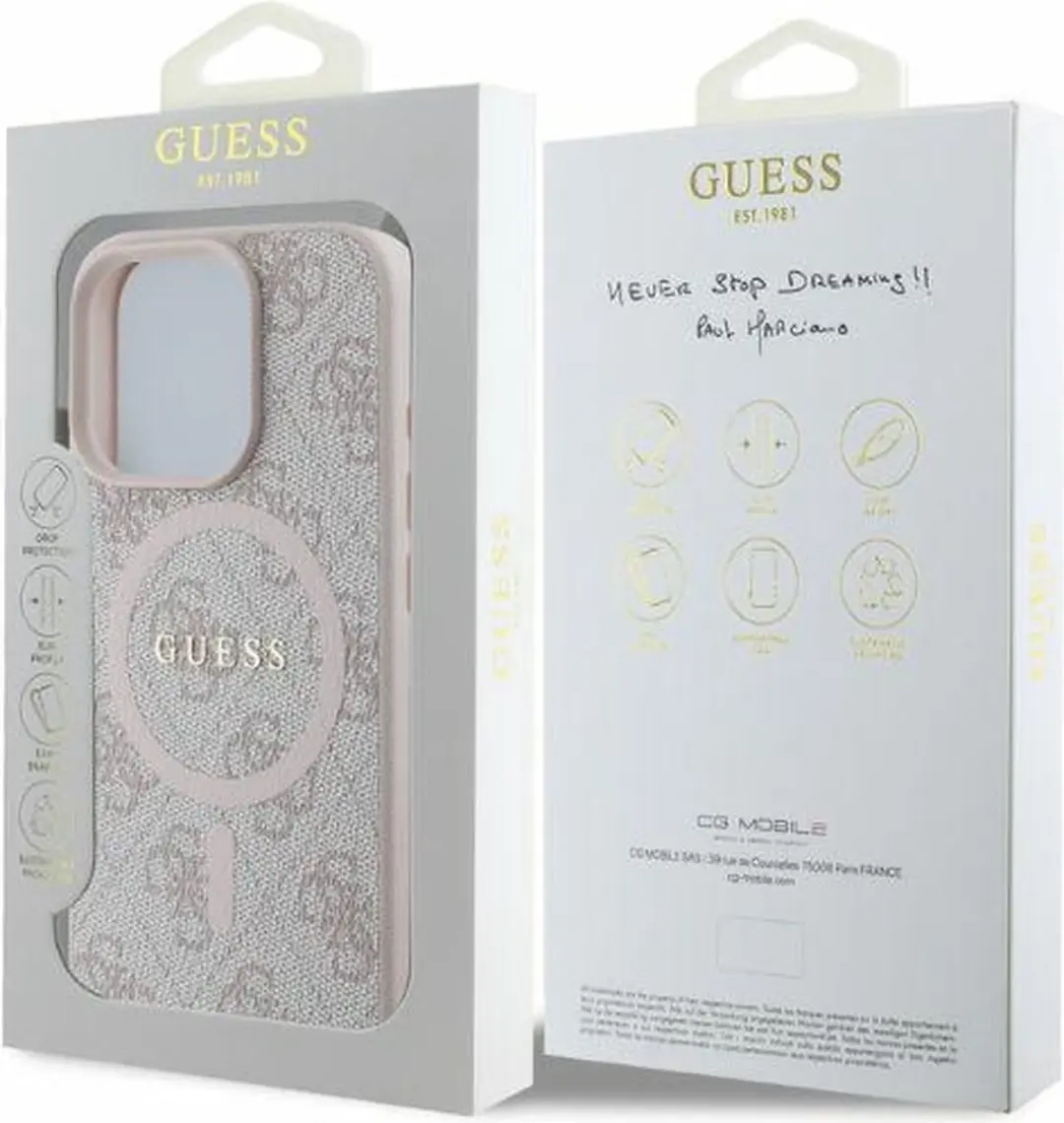 GUESS 4G Ring Classic Logo Hoesje iPhone 16 Pro - Roze