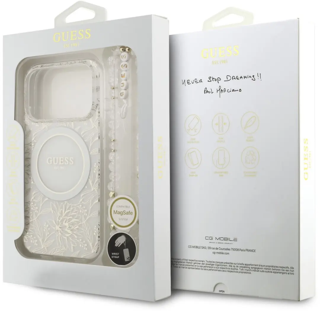 Guess IML Flowers Allover iPhone 17 Pro Hoesje - Wit