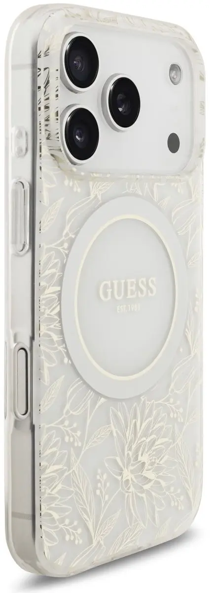 Guess IML Flowers Allover iPhone 17 Pro Hoesje - Wit