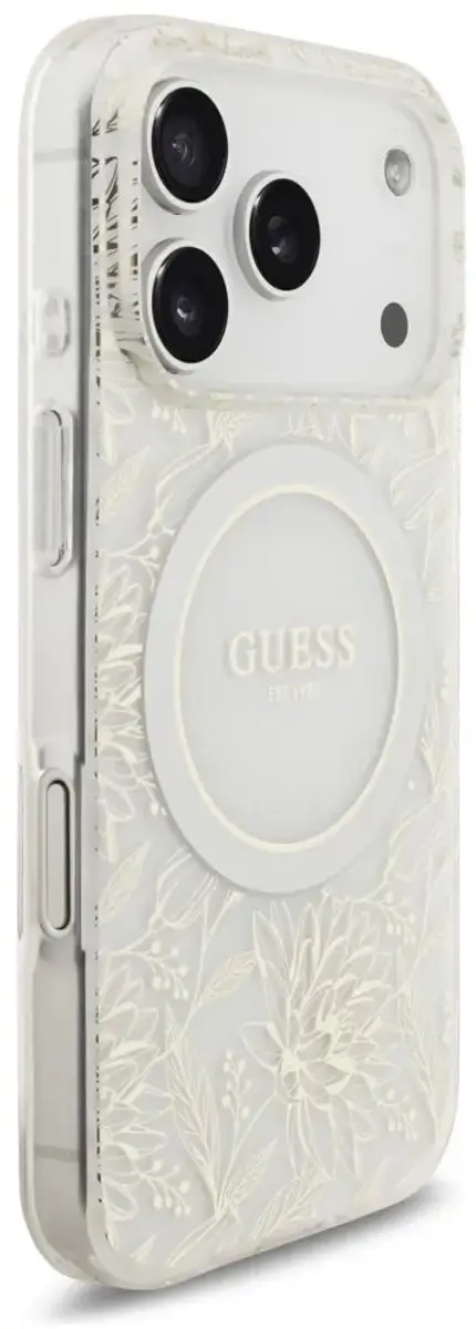 Guess IML Flowers Allover iPhone 17 Pro Hoesje - Wit