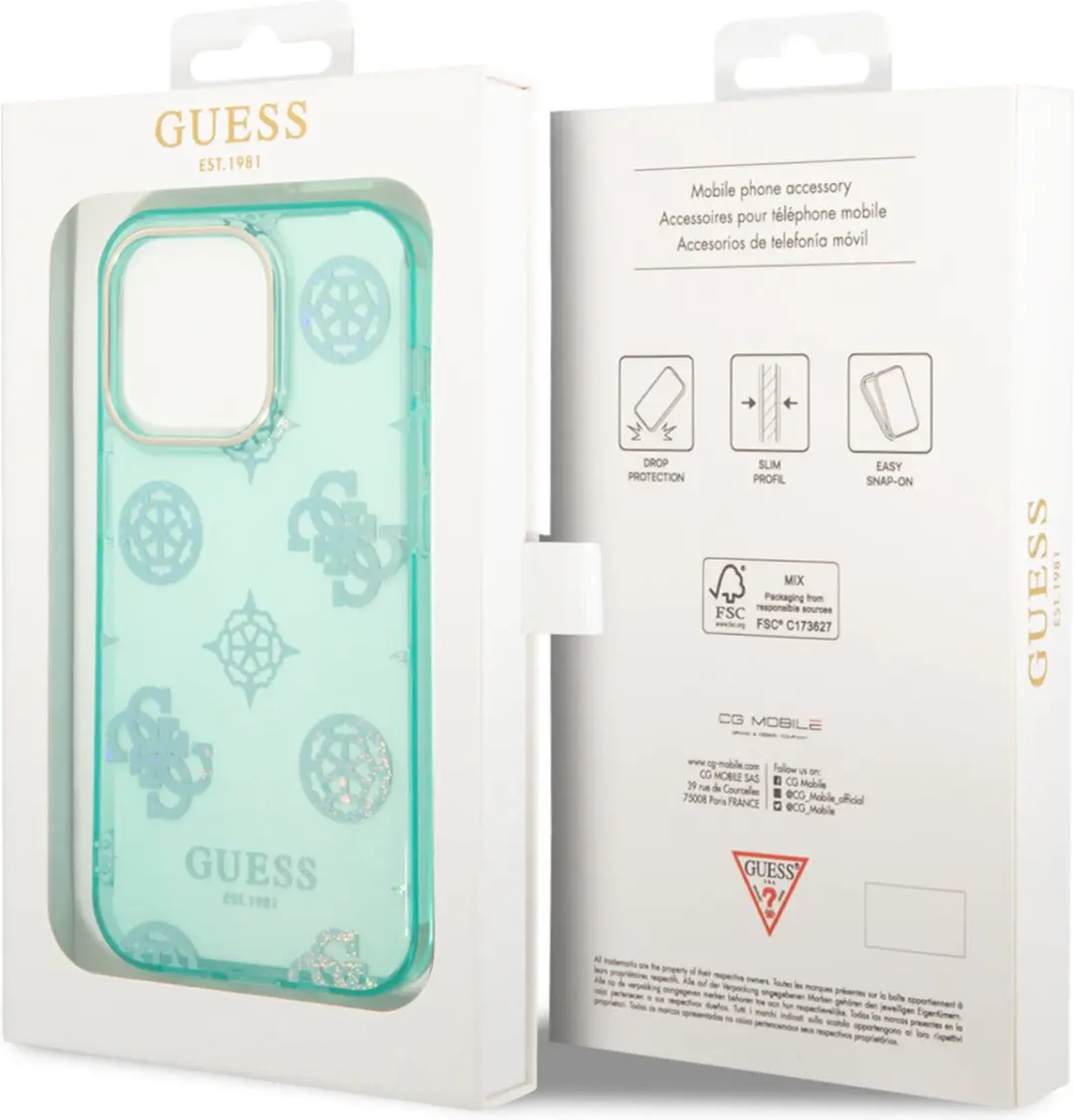 GUESS iPhone 14 Pro Telefoonhoesje - Groen & Blauw - MagSafe