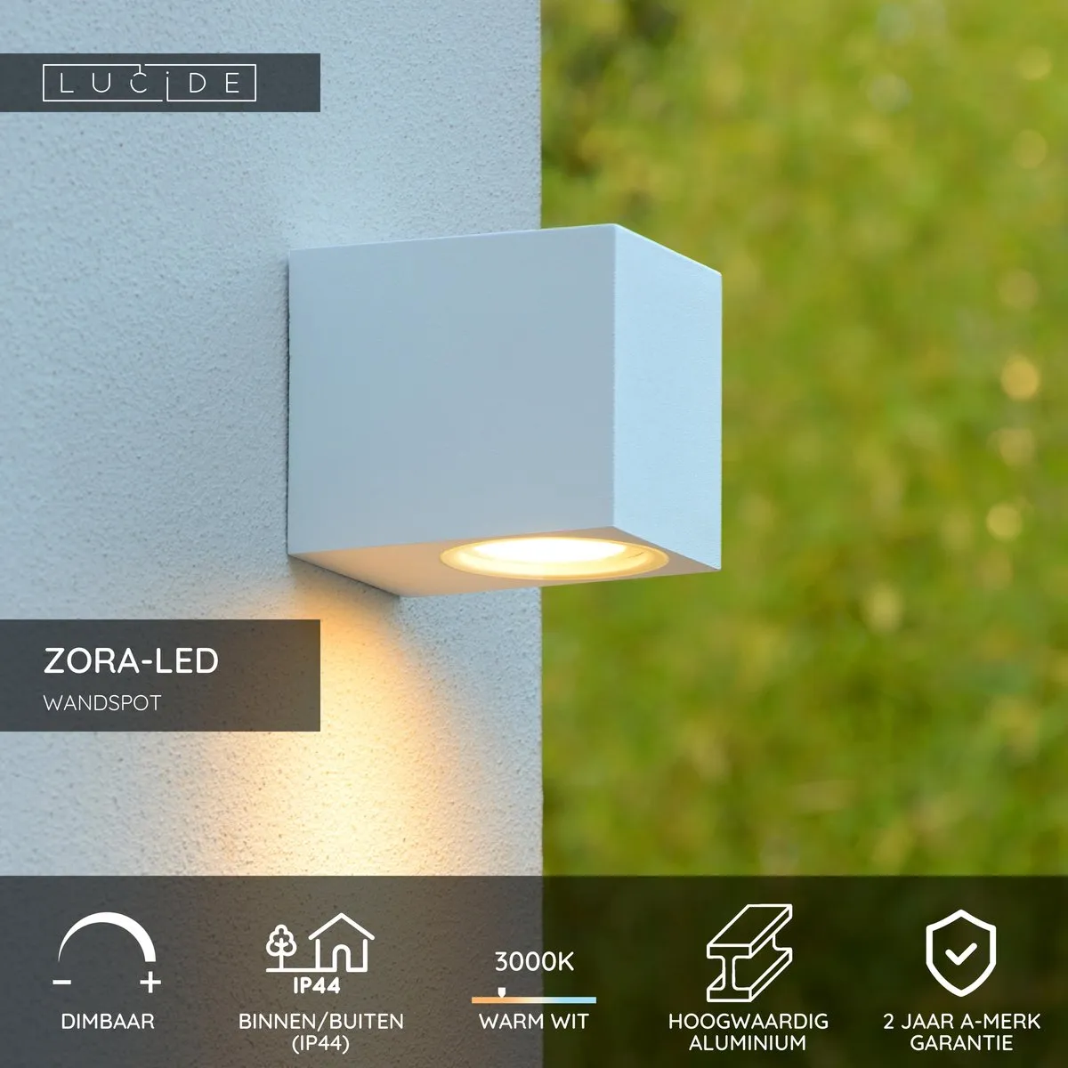 Lucide ZORA-LED Wandspot LED 5W 3000K - IP44 Wit