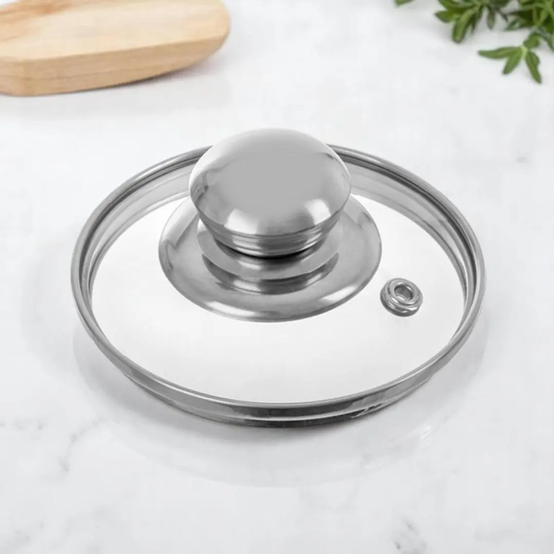 Orion Glazen Deksel 10cm - RVS Rand - Transparant/Zilver - afbeelding 4 van 6
