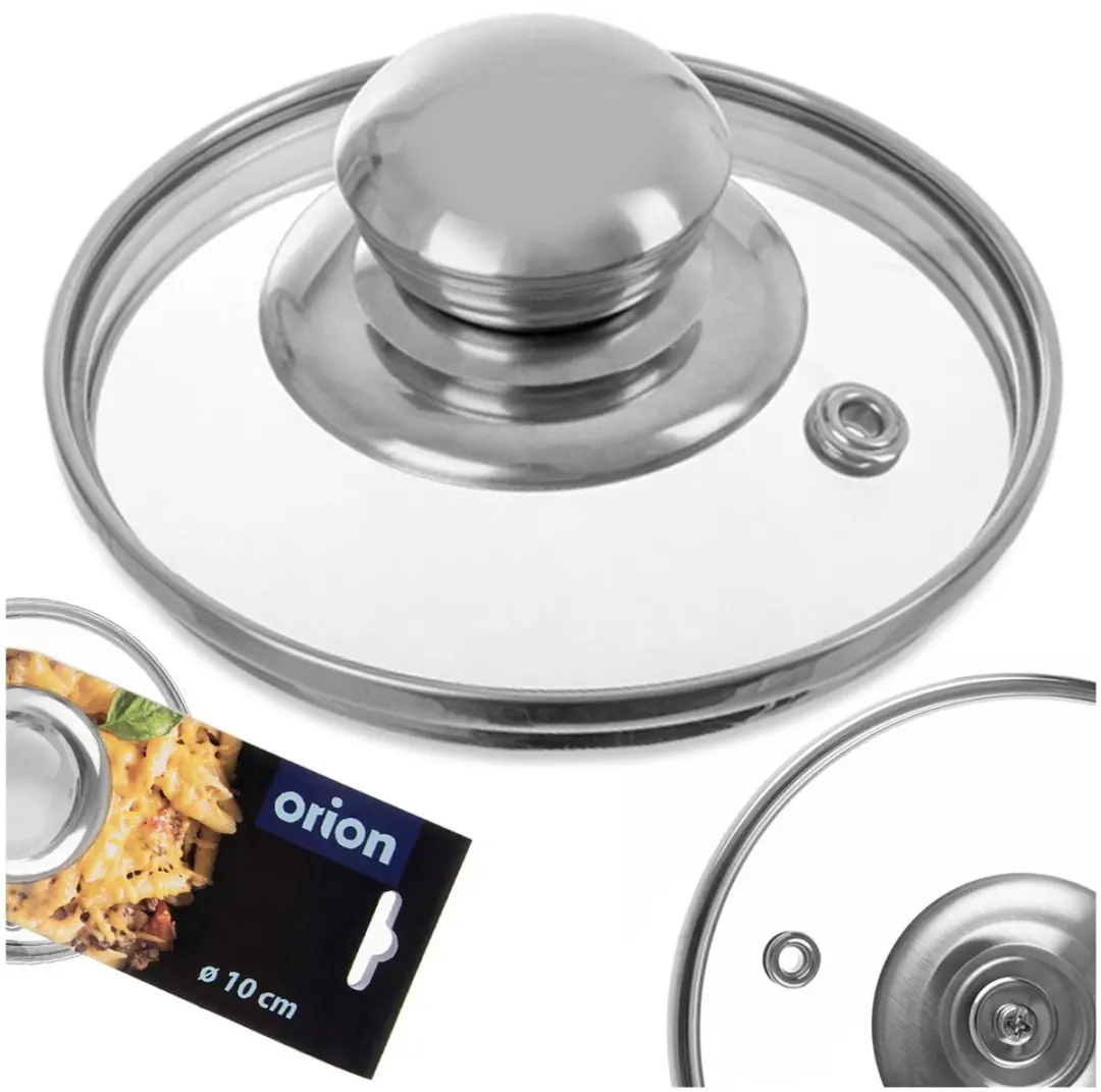 Orion Glazen Deksel 10cm - RVS Rand - Transparant/Zilver - afbeelding 3 van 6