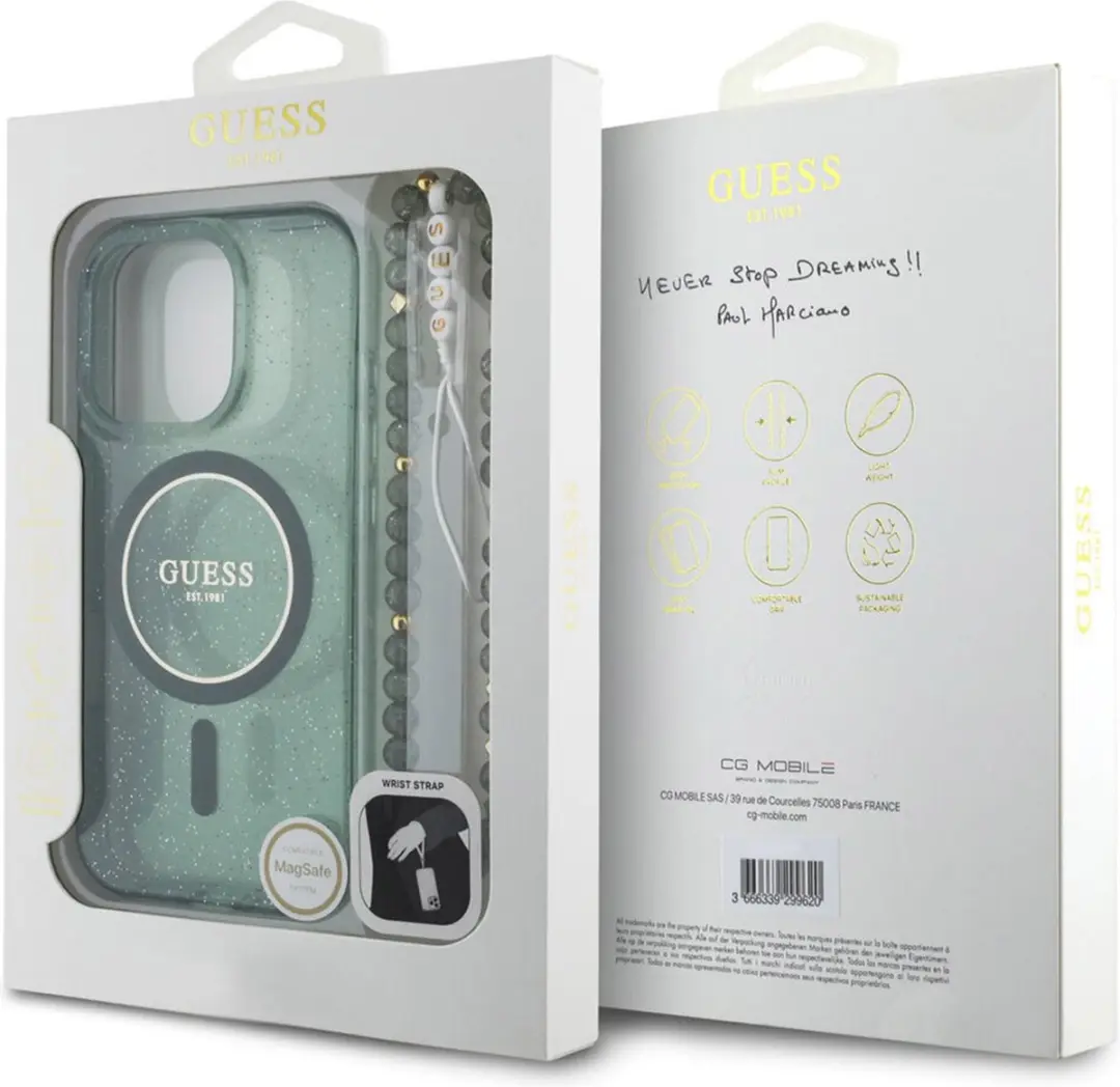 Guess MagSafe Glitter Case iPhone 16 Pro - Groen - GUHMP16LHGCRELSA - afbeelding 6 van 6