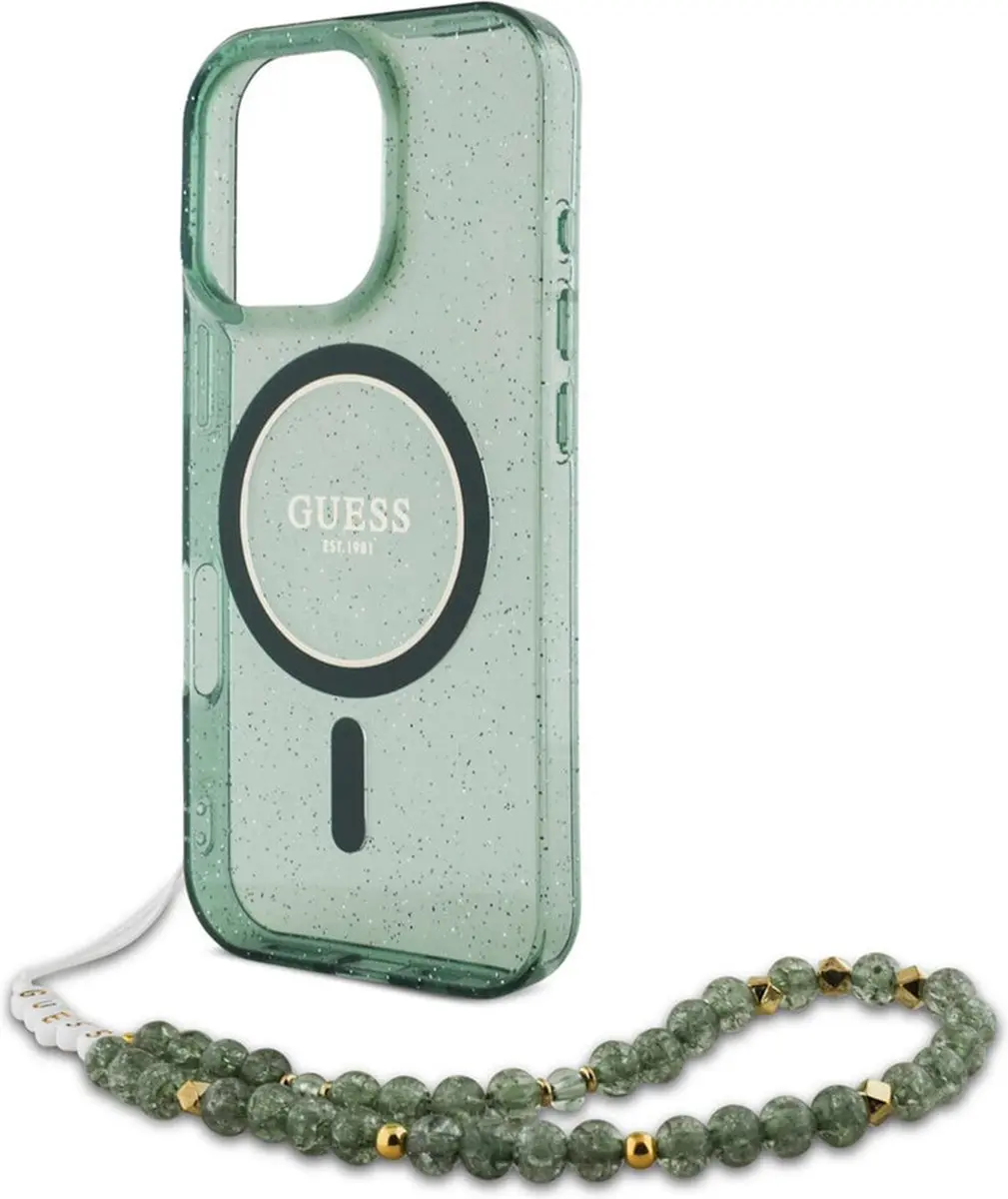 Guess MagSafe Glitter Case iPhone 16 Pro - Groen - GUHMP16LHGCRELSA