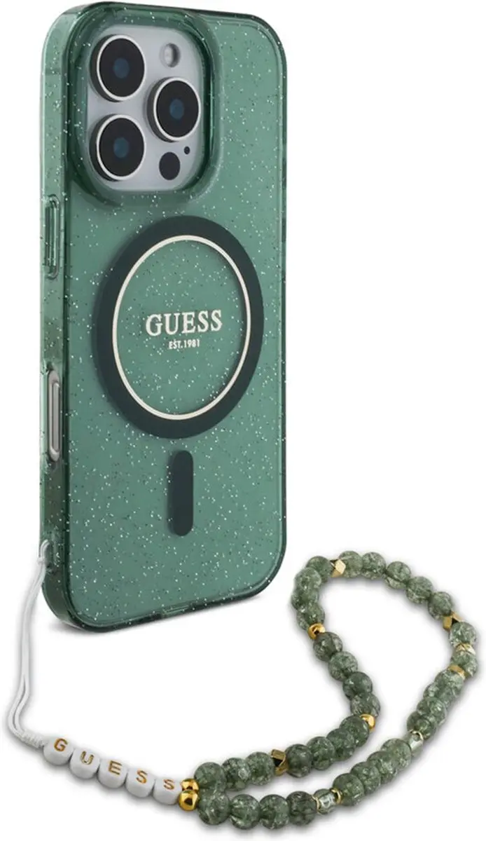 Guess MagSafe Glitter Case iPhone 16 Pro - Groen - GUHMP16LHGCRELSA