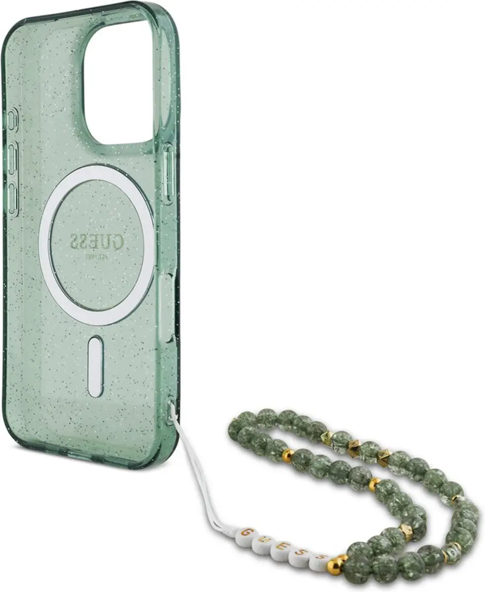 Guess MagSafe Glitter Case iPhone 16 Pro - Groen - GUHMP16LHGCRELSA