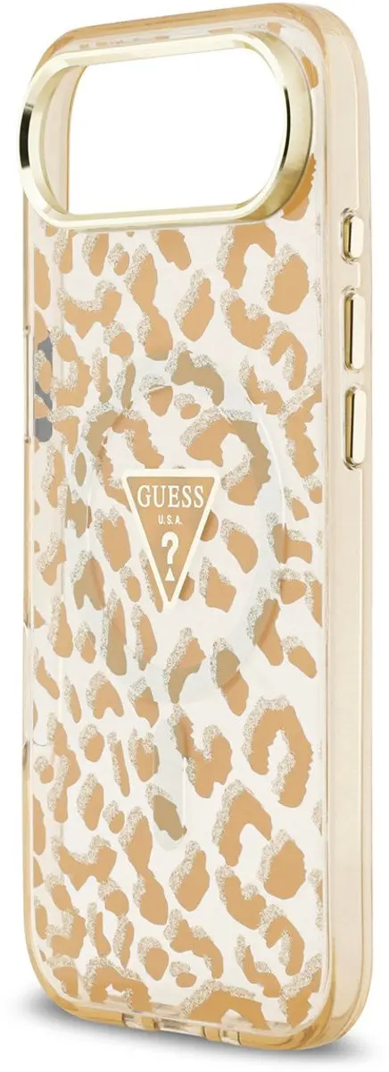 GUESS Back Cover Case iPhone 17 Air - Bruin - Leopard Glitter - MagSafe