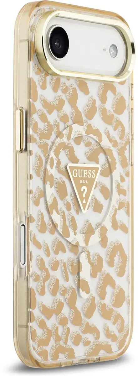 GUESS Back Cover Case iPhone 17 Air - Bruin - Leopard Glitter - MagSafe