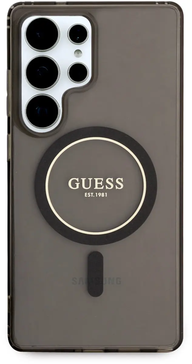 Guess MagSafe Glitter Gradient Hoesje - Samsung Galaxy S25 Ultra - Zwart
