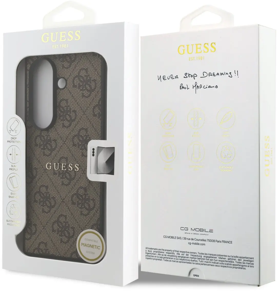 GUESS PU Leather MagSafe Hoesje - Samsung Galaxy Z Fold7 - Bruin