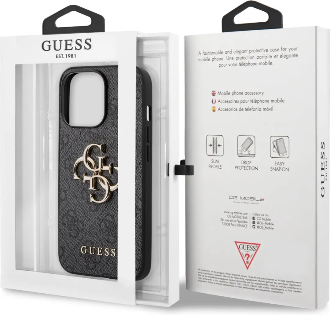 GUESS Backcase Hoesje iPhone 13 Pro 7644 - Grijs Kunstleer