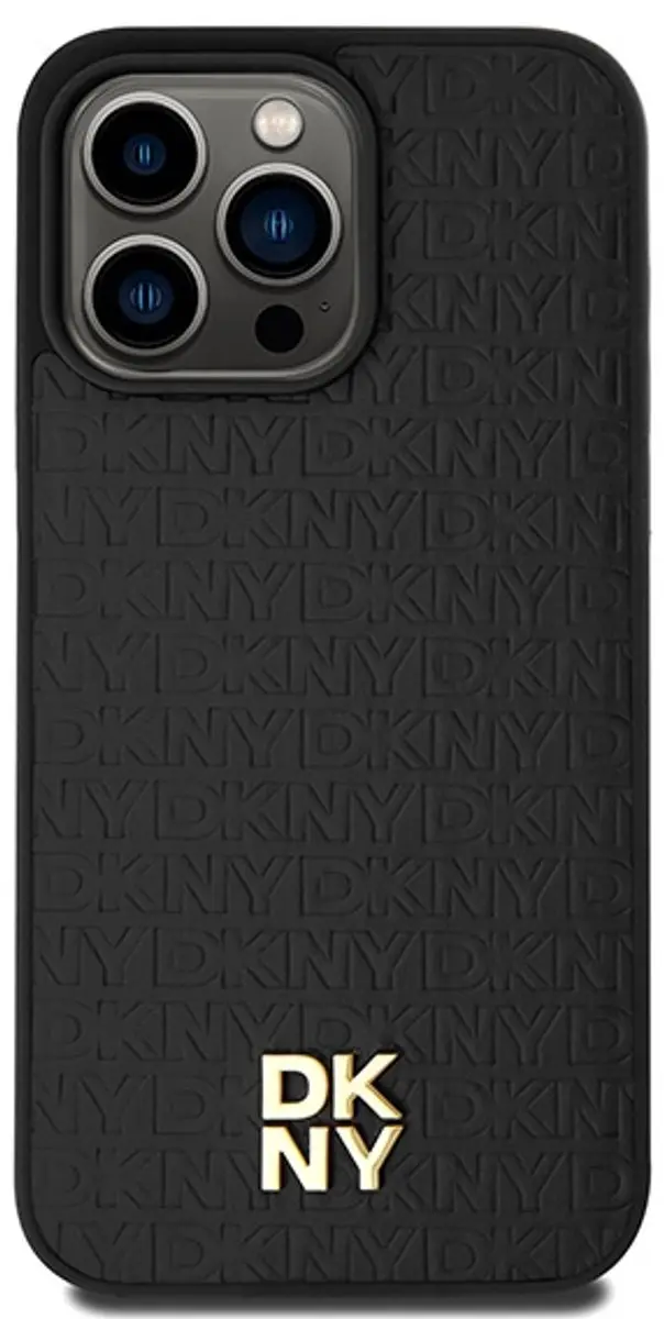 DKNY Repeat Stack Logo Back Case MagSafe iPhone 15 Pro Max - Zwart
