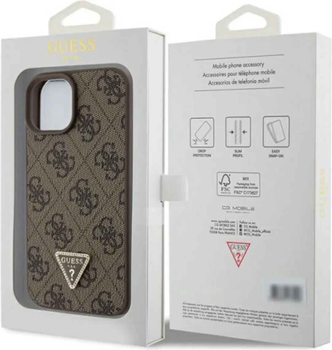 GUESS 4G Triangle Logo Hoesje iPhone 15 - Bruin