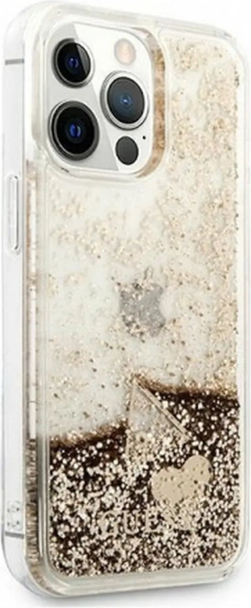 GUESS Charms Liquid Glitter Hoesje - iPhone 14 Pro Max - Goud