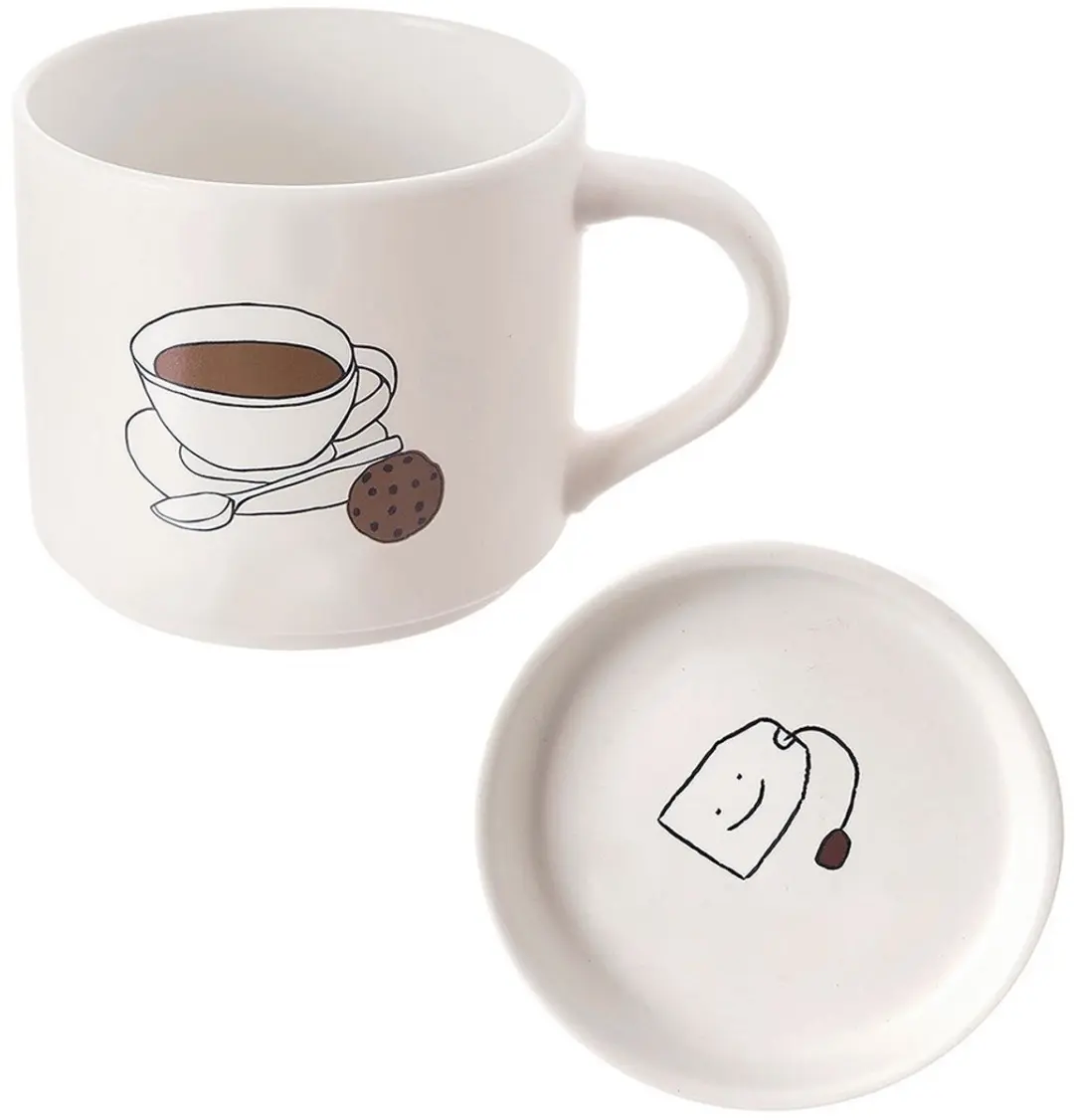 Orion Thee Mok met Deksel 420ml - Porselein Beige