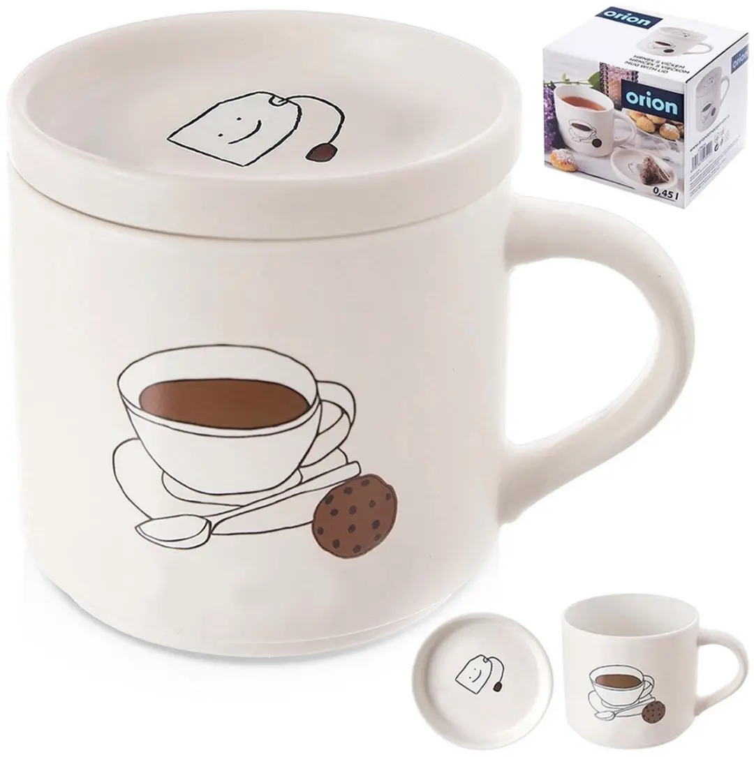 Orion Thee Mok met Deksel 420ml - Porselein Beige