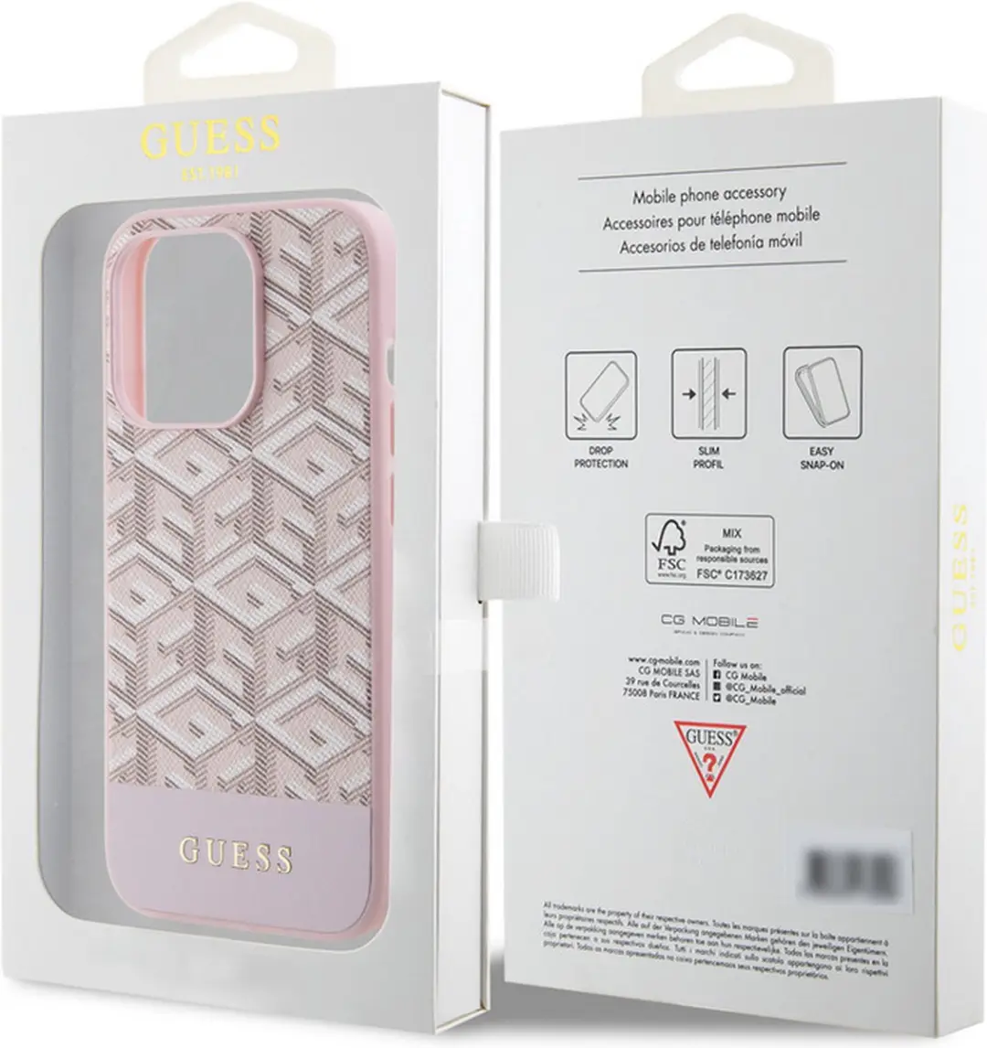 Guess G-Cube Back Case MagSafe - iPhone 15 Pro Roze