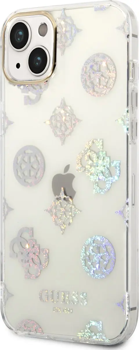 Guess 4G Peony Glitter Back Case iPhone 14 Plus - Transparant