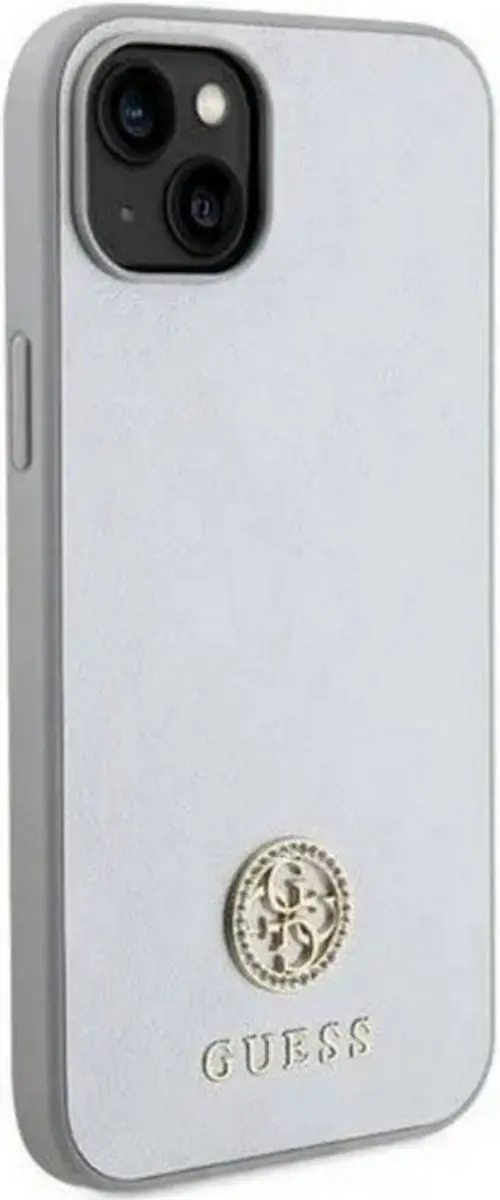GUESS Strass Metal Logo Back Case - iPhone 15 - Zilver