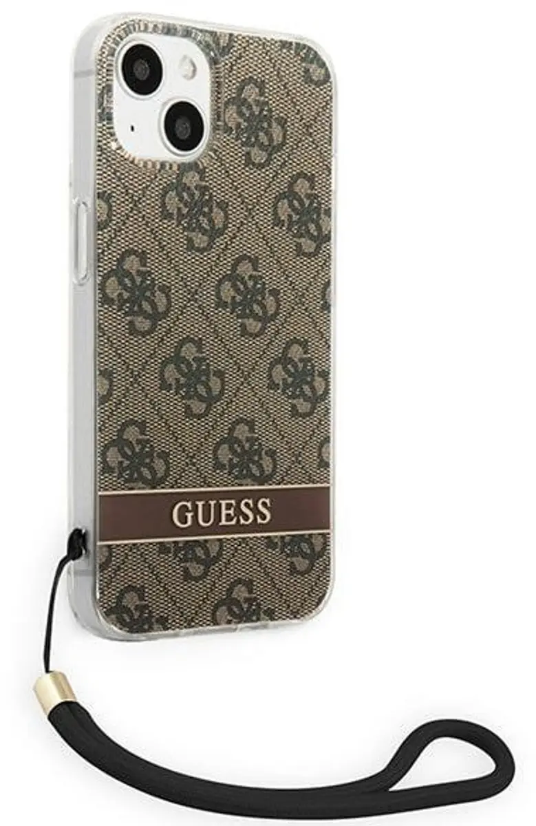 GUESS 4G Printed Back Case met Strap - iPhone 14 Plus - Bruin