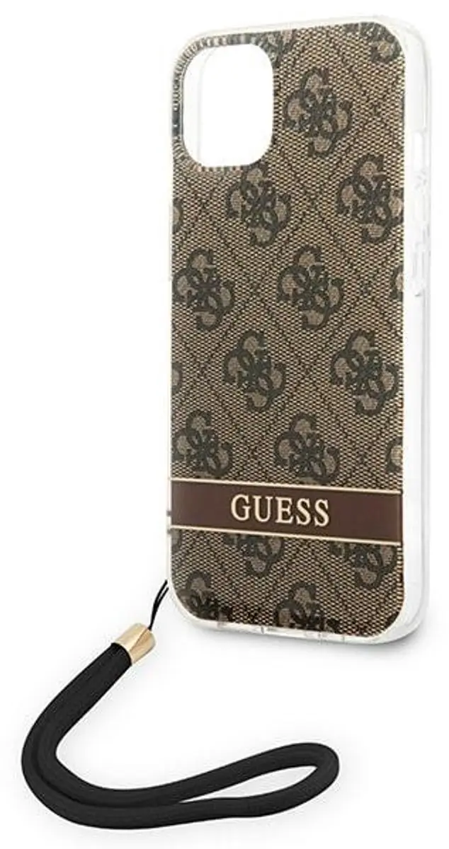 GUESS 4G Printed Back Case met Strap - iPhone 14 Plus - Bruin