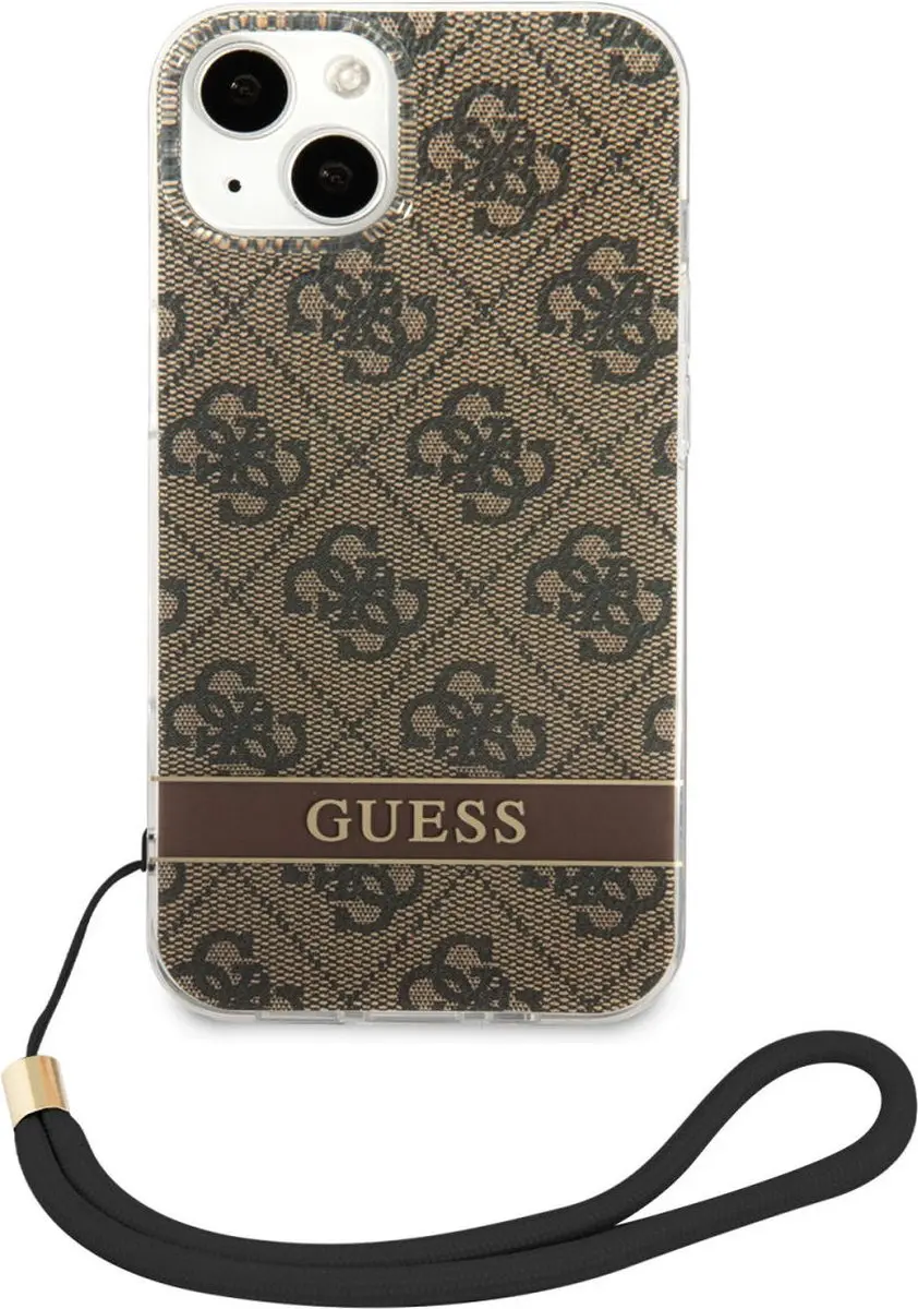 GUESS 4G Printed Back Case met Strap - iPhone 14 Plus - Bruin