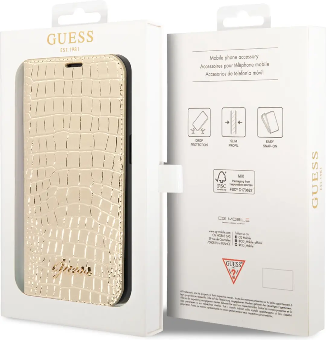 GUESS iPhone 14 Plus Telefoonhoesje - Goud - MagSafe