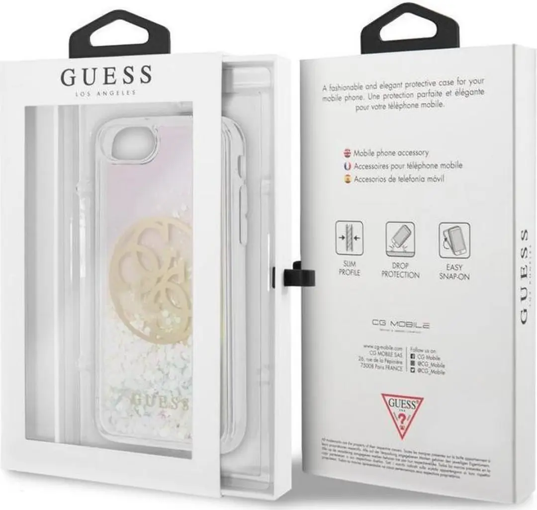 GUESS Liquid Glitter Circle Hoesje - iPhone 7/8/SE - Roze