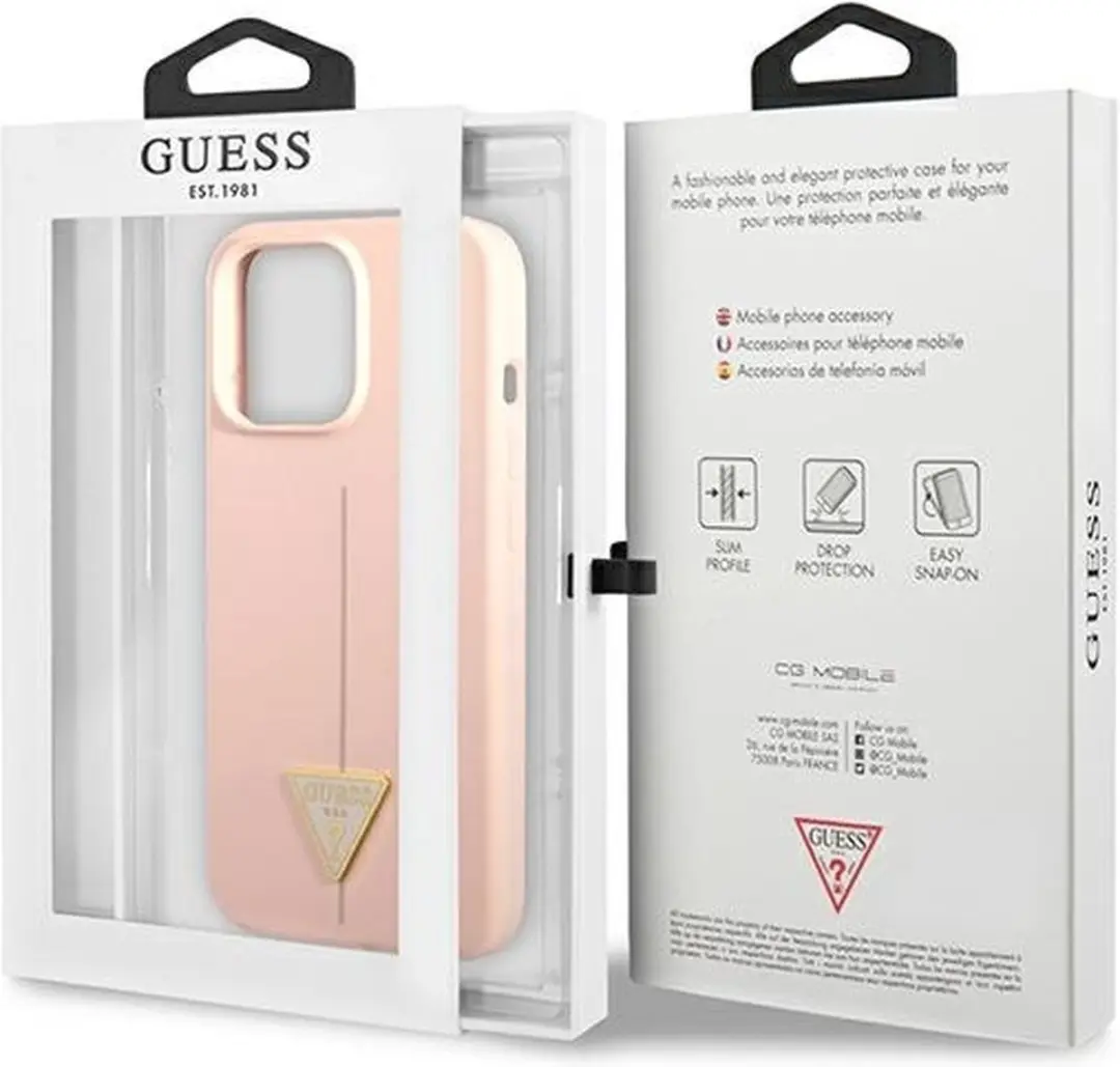 GUESS Silicone Triangle Line Case - iPhone 13 Pro - Roze - afbeelding 6 van 6