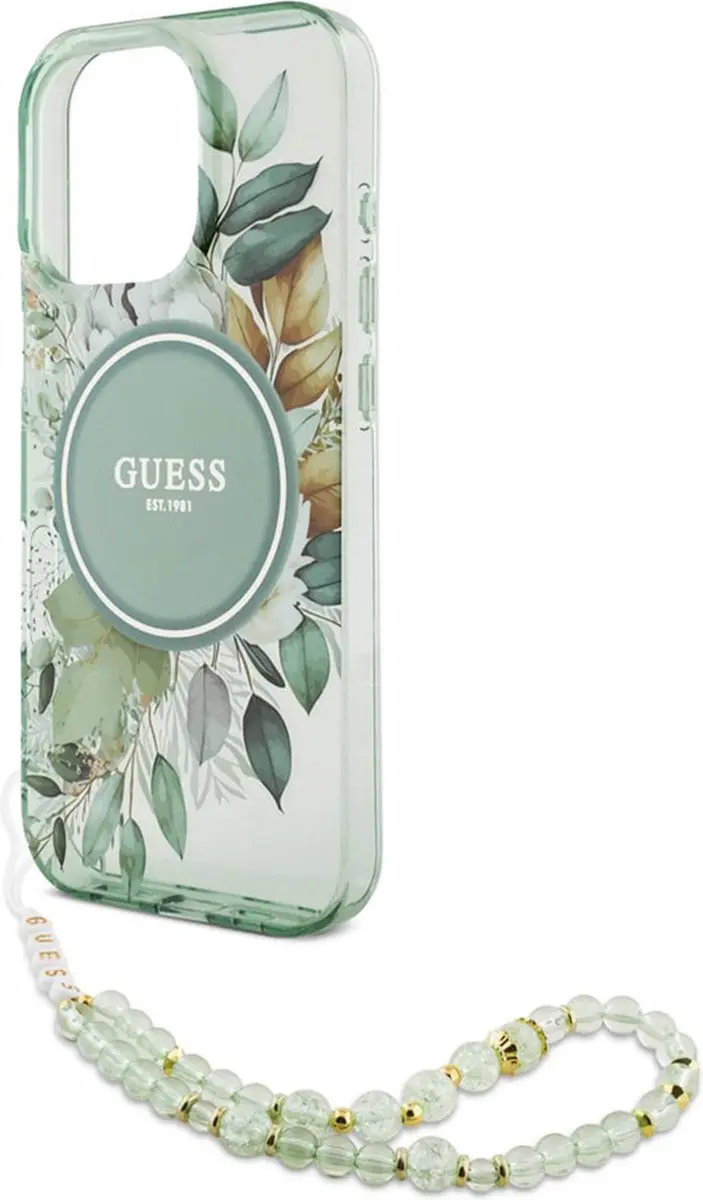 GUESS IML Flowers Case MagSafe iPhone 16 Pro Max - Groen