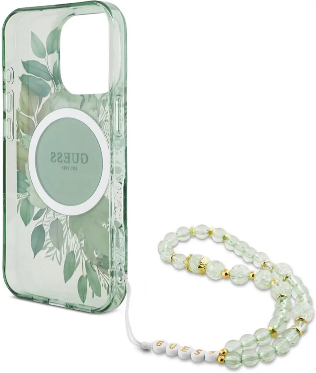 GUESS IML Flowers Case MagSafe iPhone 16 Pro Max - Groen