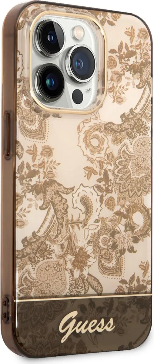GUESS Toile de Jouy Back Case - iPhone 14 Pro - Bruin