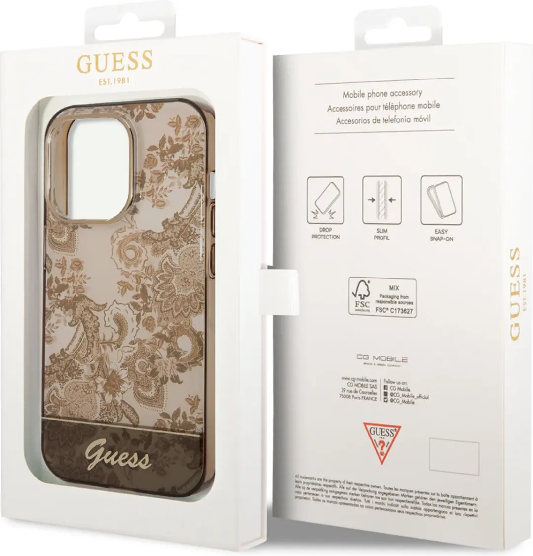 GUESS Toile de Jouy Back Case - iPhone 14 Pro - Bruin - afbeelding 6 van 6