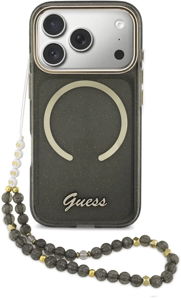 Guess IML Glitter Script Backcover iPhone 17 Pro