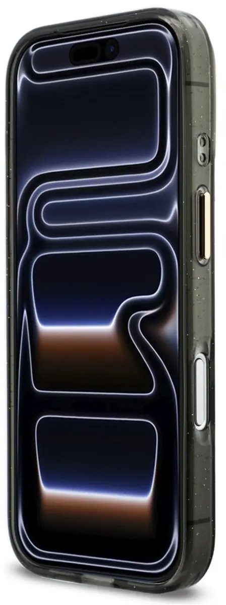 Guess IML Glitter Script Backcover iPhone 17 Pro - MagSafe - Zwart