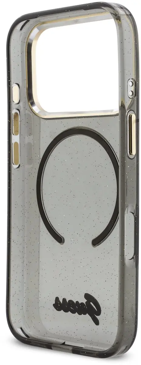 Guess IML Glitter Script Backcover iPhone 17 Pro - MagSafe - Zwart