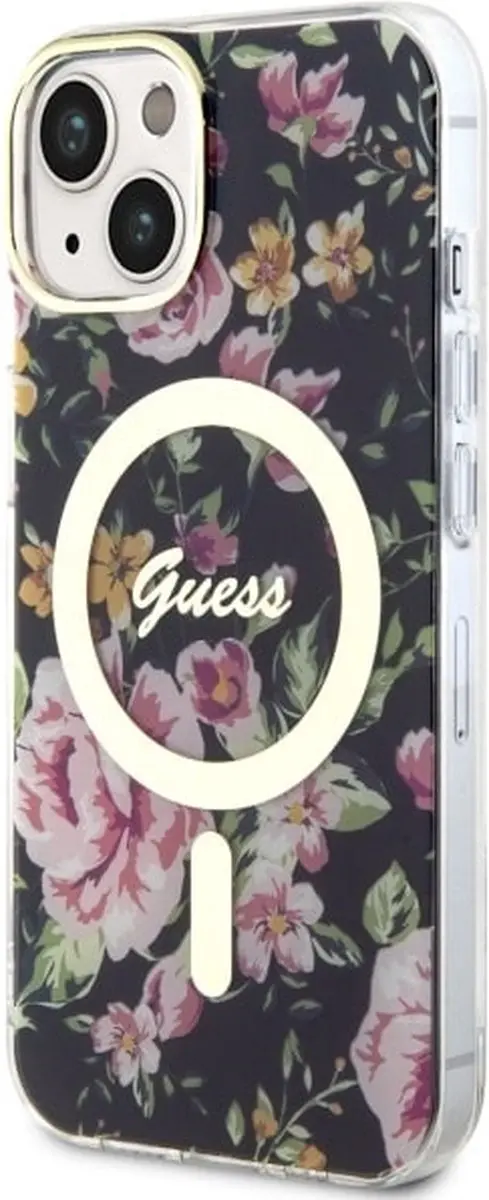 GUESS Flower Back Case - iPhone 14 MagSafe - Zwart - afbeelding 6 van 6