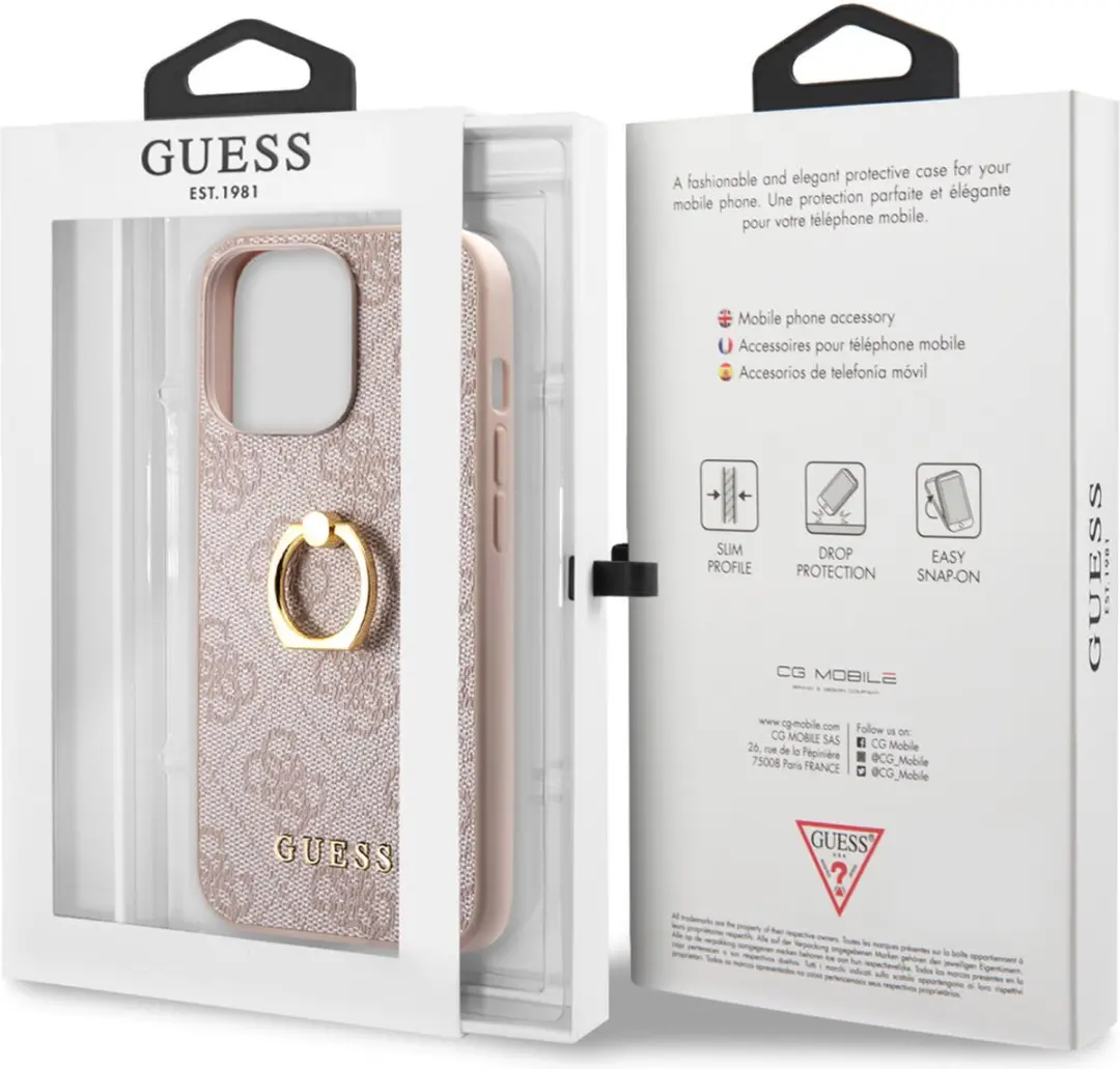 Guess iPhone 14 Pro Roze Telefoonhoesje - PU - MagSafe