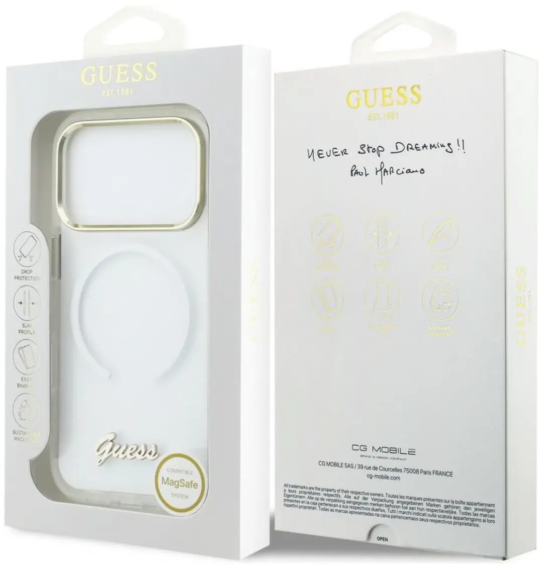 Guess IML Gradient Script MagSafe Hoesje iPhone 17 Pro Max - GUHMP17LGMGW - Wit