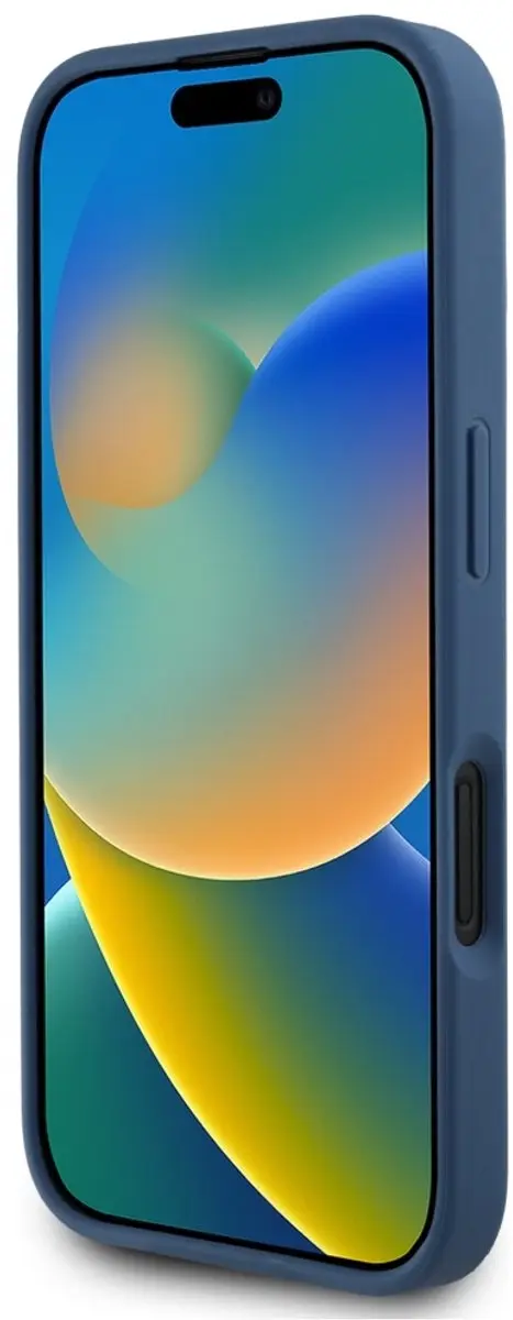 GUESS Grained Roses Big 4G Hoesje - iPhone 16 - Blauw