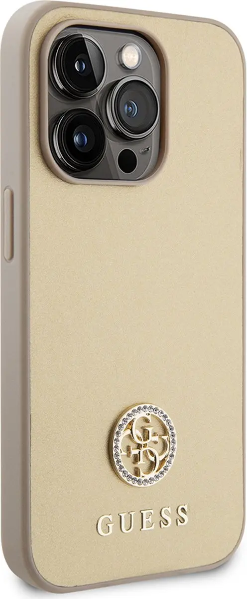 GUESS 4G Strass Metal Logo Back Case - iPhone 15 Pro - Goud